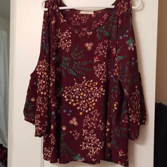 Floral Cold-Shoulder Blouse - Picture 3 of 7